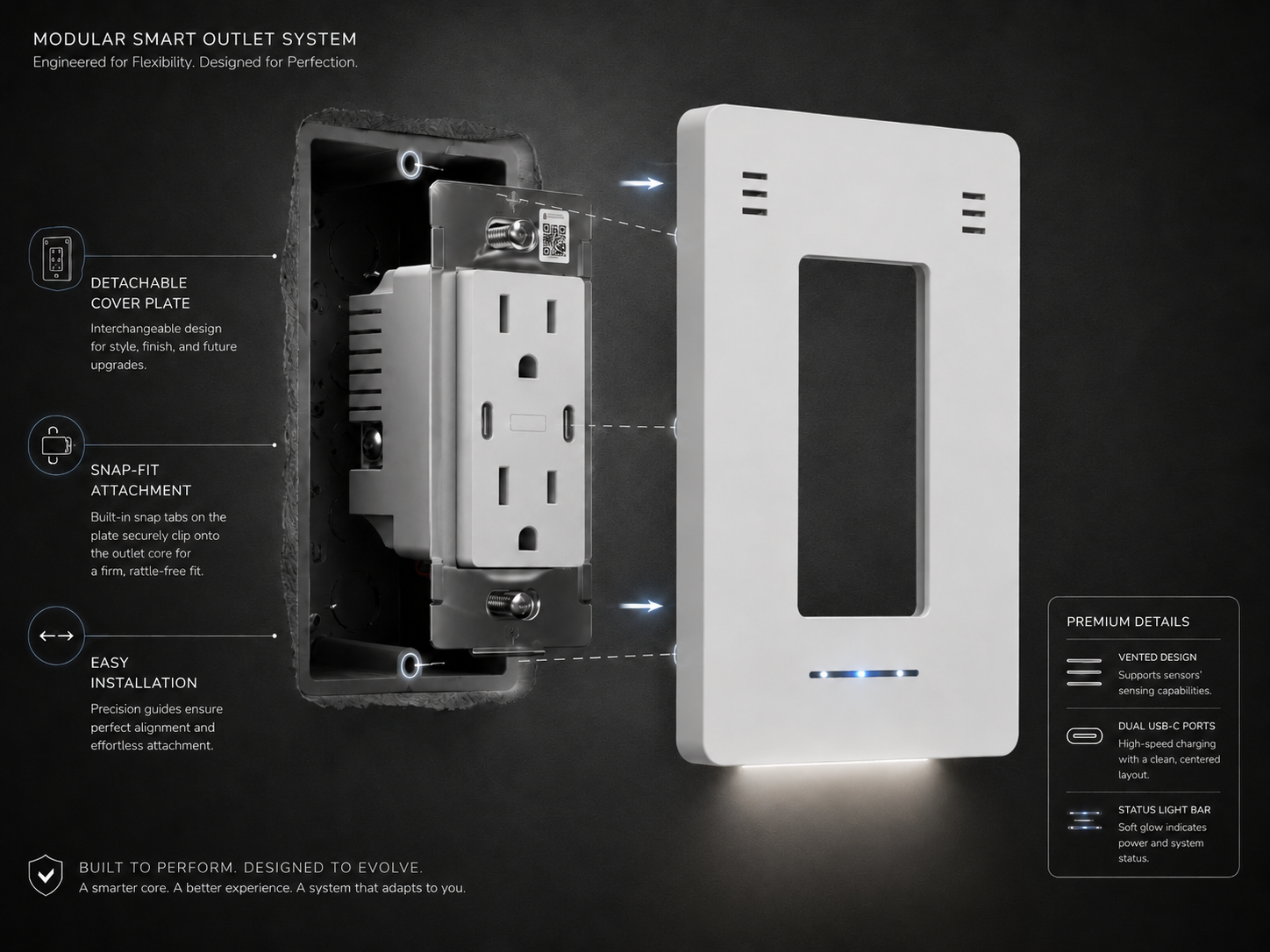 InvisOutlet C recessed core and snap-on Pro sensing cover
